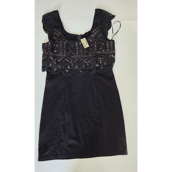 American Eagle Woman's M Grey Casual Mini Dress Beaded Sequin Scoop Sleeveless - Picture 6 of 8